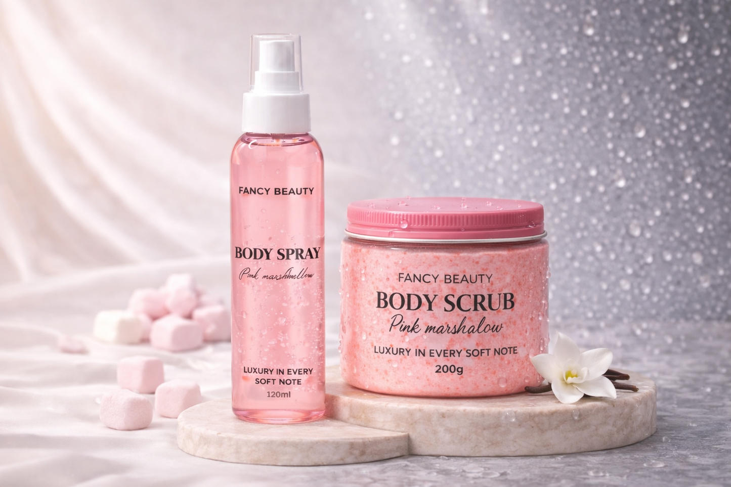 Pink Marshmallow Duo Body Scrub + Body Spray